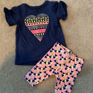 Carters tshirt blue w/heart and capri legging